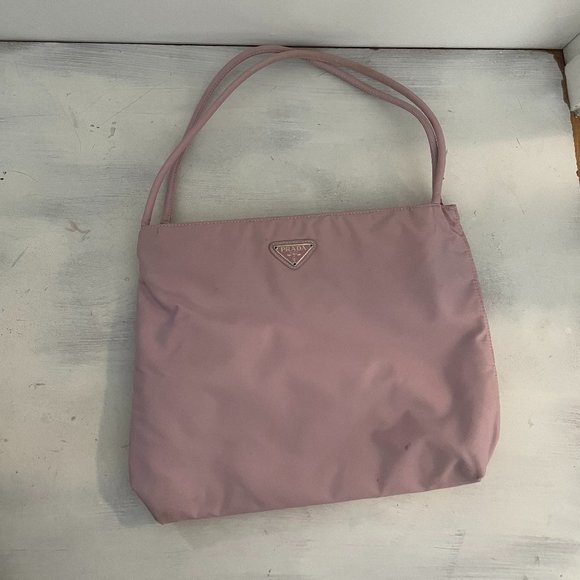 Prada Tessuto Tote Bag Lilac Nylon Interior Zip Pocket Woven Handle